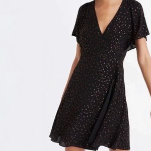 Madewell Metallic Dot Cape Sleeve Dress